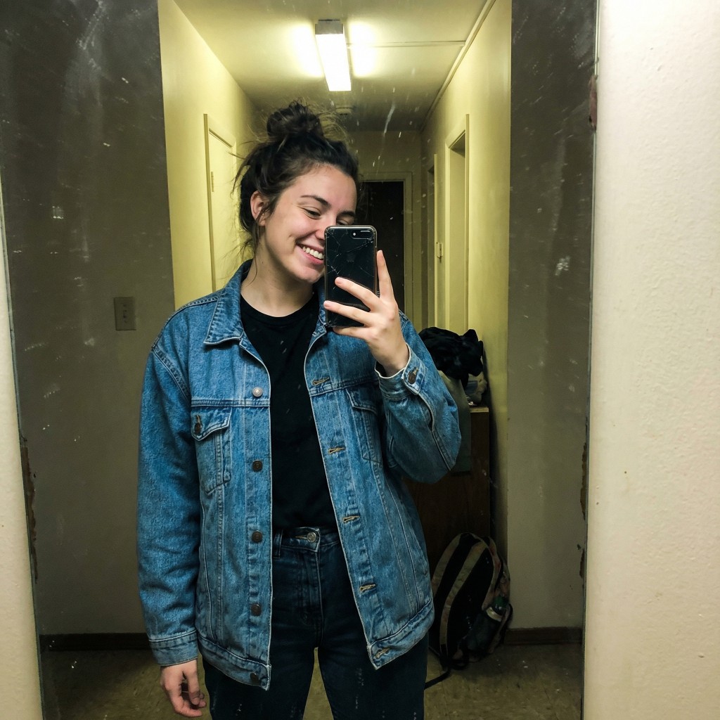 Kundin im Spiegel-Selfie